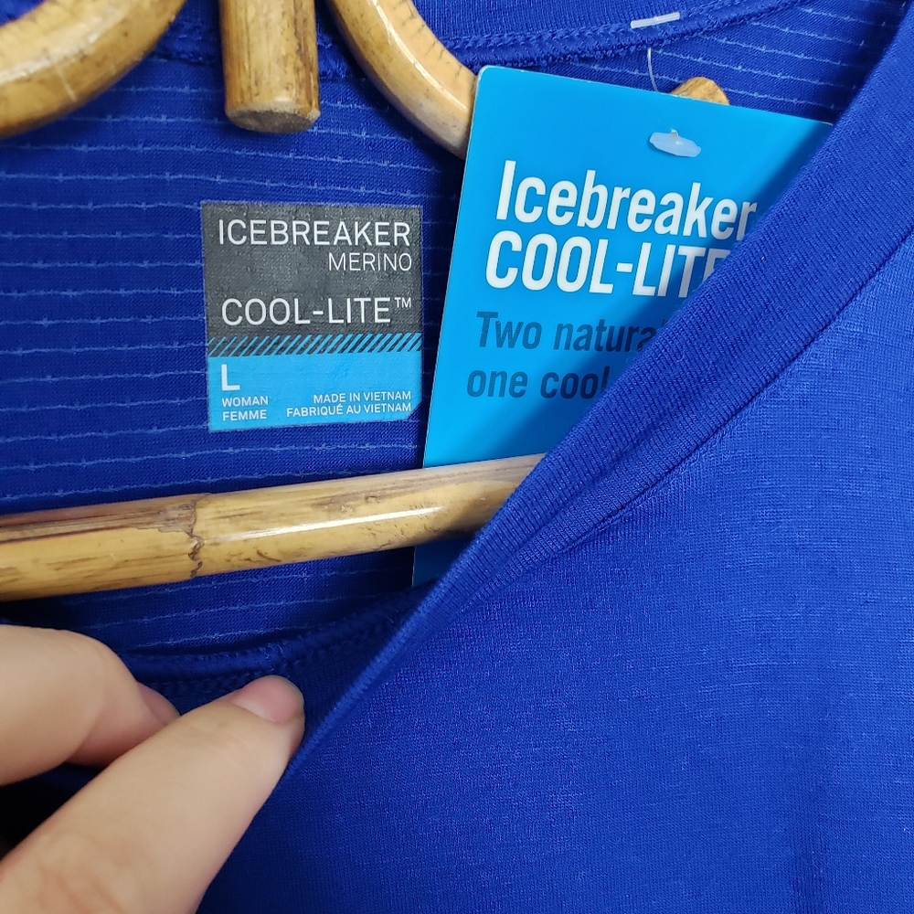 Icebreaker Cool-Lite™ Kinetica Long Sleeve Crewe Blue Top Womens Large - Picture 5 of 6